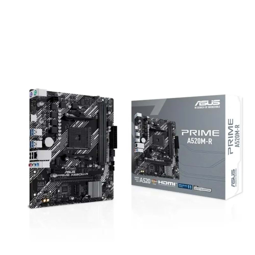 ASUS PRIME A520M-R DDR4 5100MHZ 1XHDMI 1XM.2 USB2.0 MATX AM4 (AMD AM4 5000/4000 /3000 SERİSİ İLE UYUMLU) 