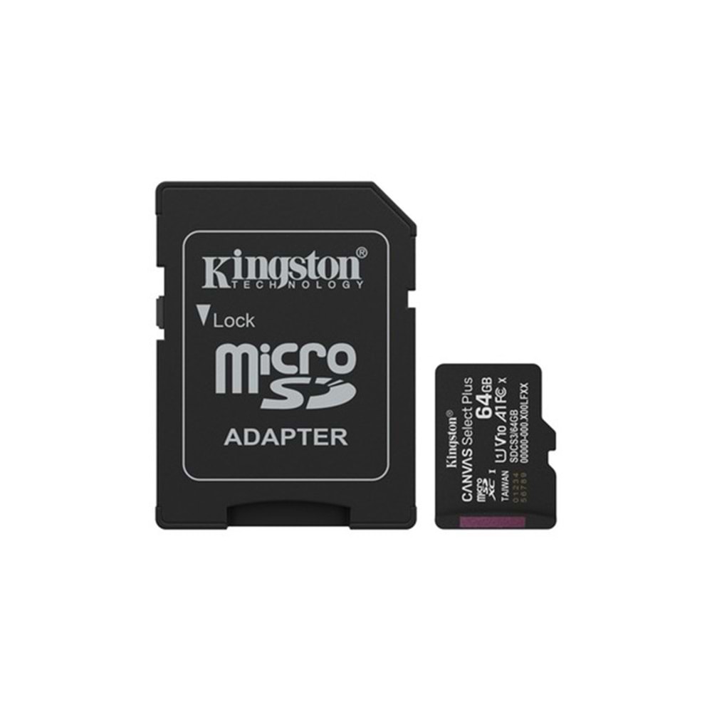 64 GB KINGSTON CANVAS SELECT PLUS MICRO SD CARD CL10 SDCS3/64GB 