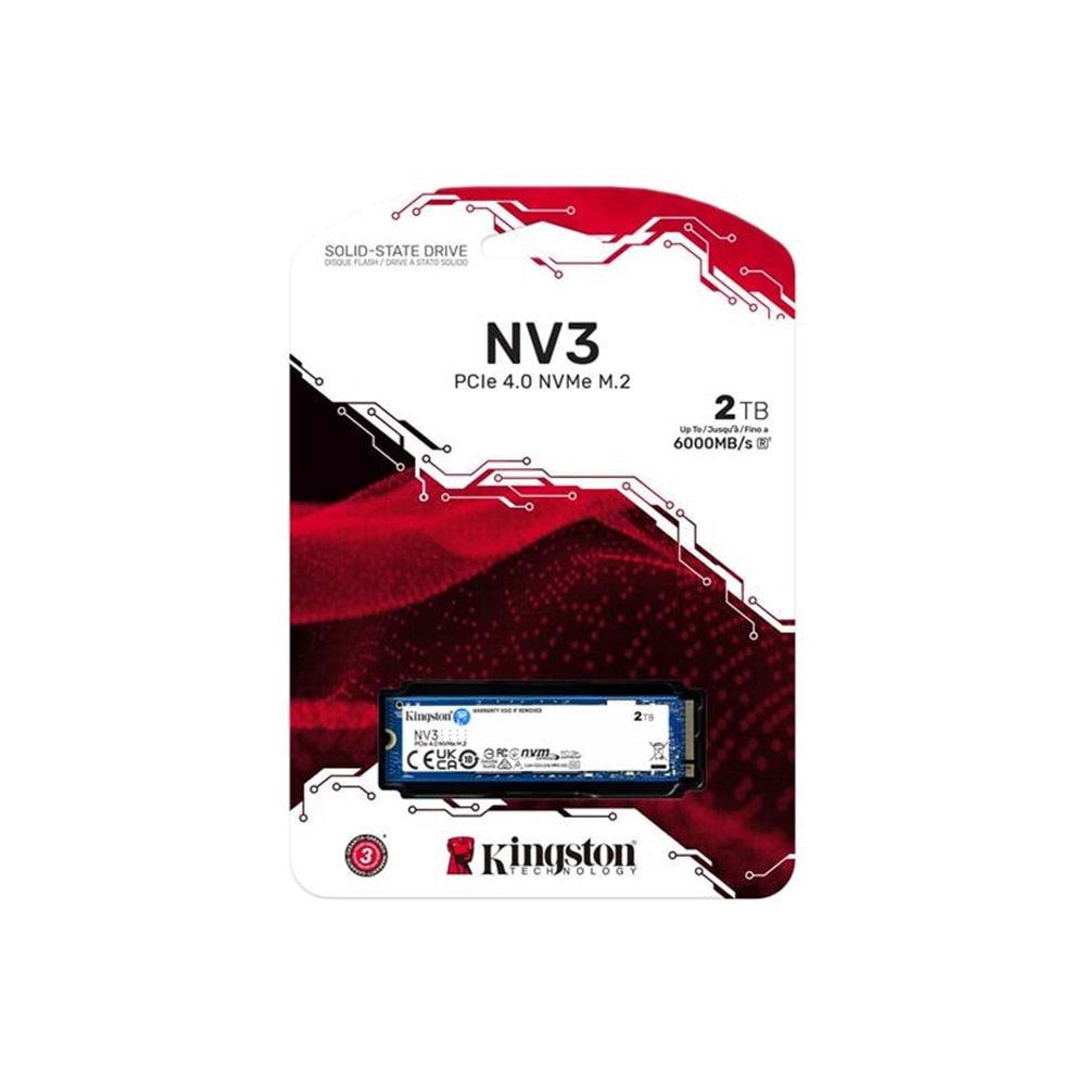 2 TB KINGSTON NV3 M.2 NVME PCIE GEN4 6000/5000MBS SNV3S/2000G 