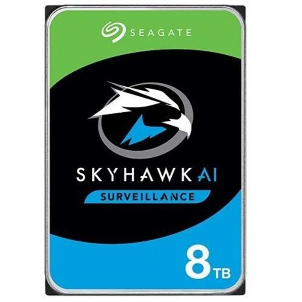 8 TB SEAGATE 3.5 SKYHAWK AI SATA 7200RPM 256MB 7/24 GUVENLIK ST8000VE001 (5 YIL RESMI DIST GARANTILI) 
