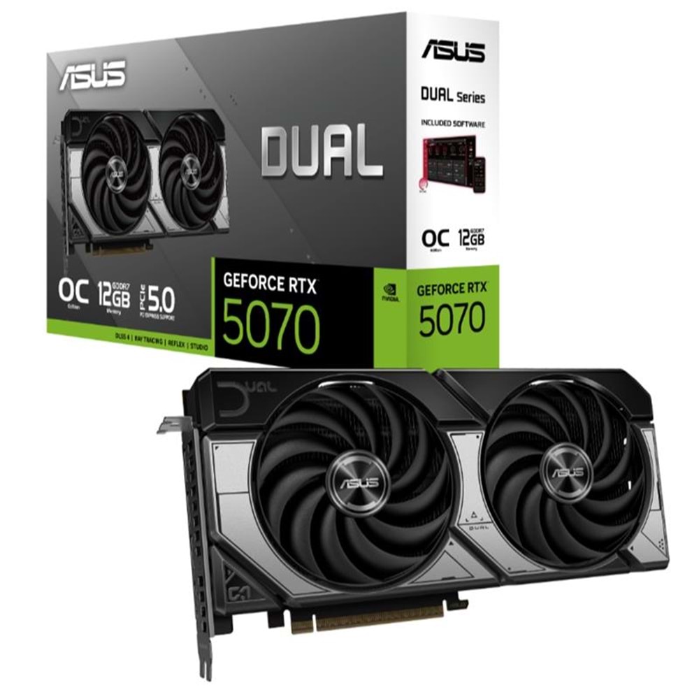 ASUS GEFORCE DUAL-RTX5070-O12G 12GB GDDR7 192BIT 3XDP 1XHDMI EKRAN KARTI 