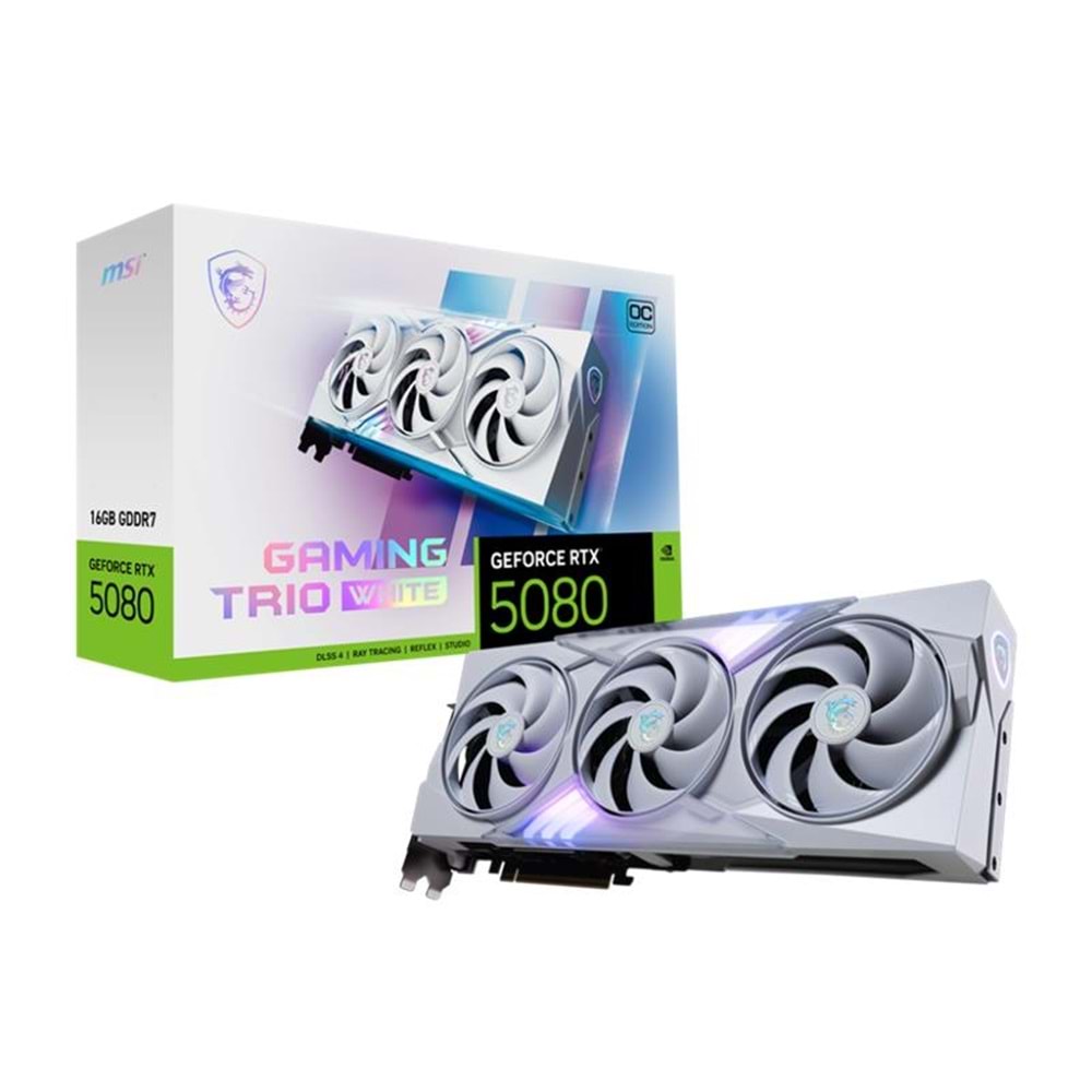 MSI GEFORCE RTX5080 16G GAMING TRIO OC WHITE 16GB GDDR7 256BIT 1XHDMI 3XDP EKRAN KARTI 