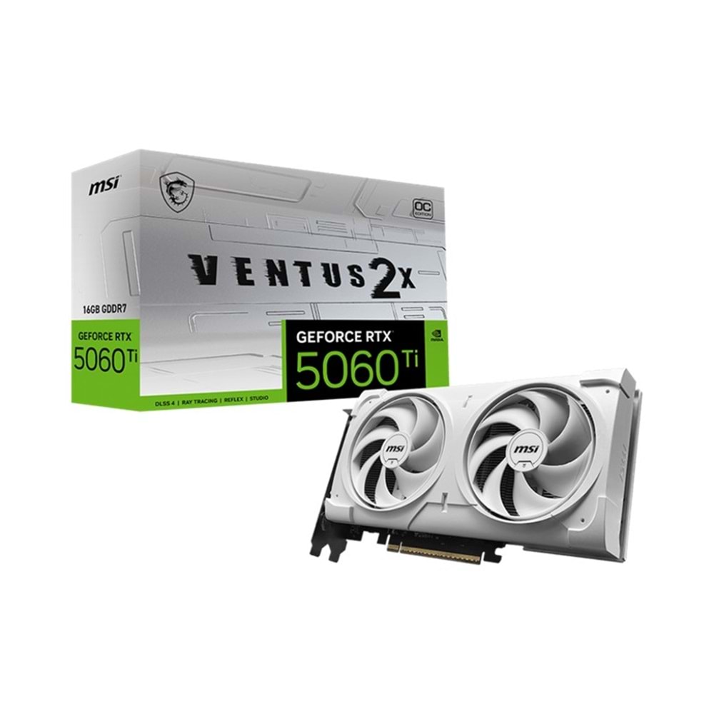 MSI GEFORCE RTX5060TI 16G VENTUS 2X OC WHITE PLUS 16GB GDDR7 128BIT 3XDP 1XHDMI EKRAN KARTI 