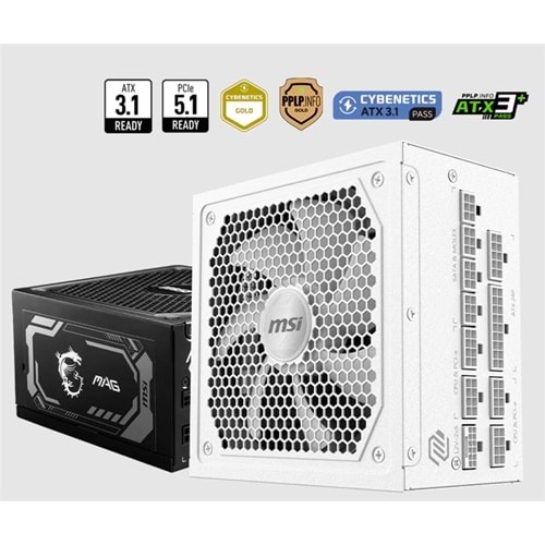 MSI MAG A1000GL PCIE5 WHITE 1000W 80+ GOLD POWER SUPPLY 