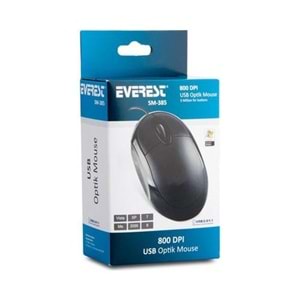 EVEREST SM-385 KABLOLU USB SİYAH 1200DPI OPTİK MOUSE 