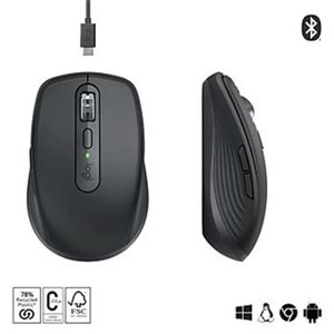 LOGITECH MX ANYWHERE 3S KOMPAKT OPTİK SENSÖRLÜ SESSİZ BLUETOOTH KABLOSUZ MOUSE SİYAH 910-006929 