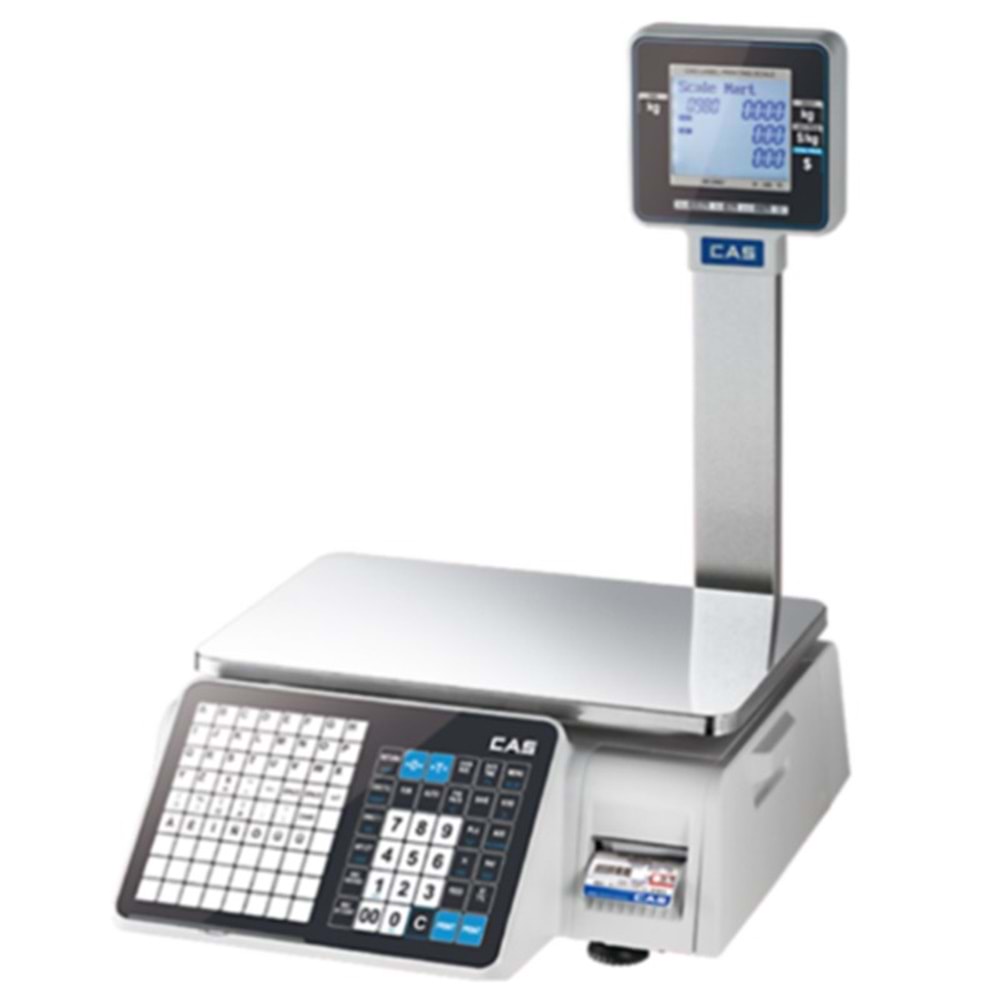 CAS CL3000 15KG 202DPI DİREKT TERMAL ETHERNET LCD EKRAN BOYUNLU BARKODLU TERAZİ 