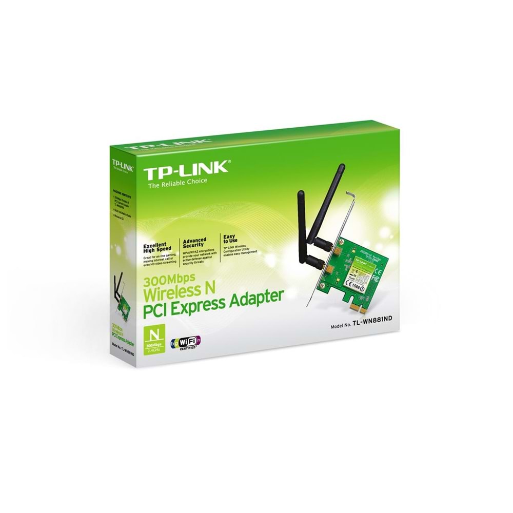 TP-LINK TL-WN881ND 300MBPS 2 ANTEN KABLOSUZ N PCI EXPRESS WIFI ADAPTOR 
