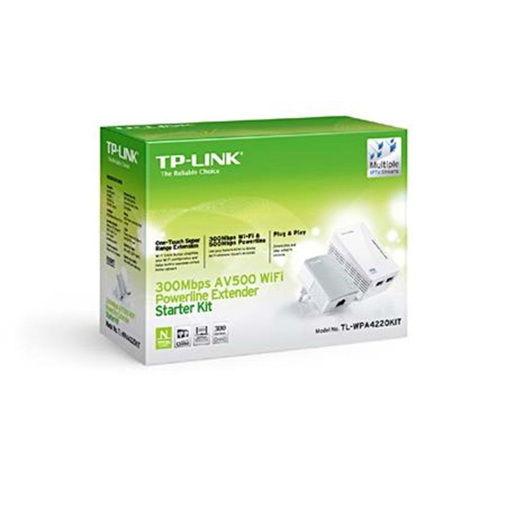 TP-LINK TL-WPA4220 KIT 300MBPS AV600 PRIZ TİPİ POWERLINE GENISLETICI 