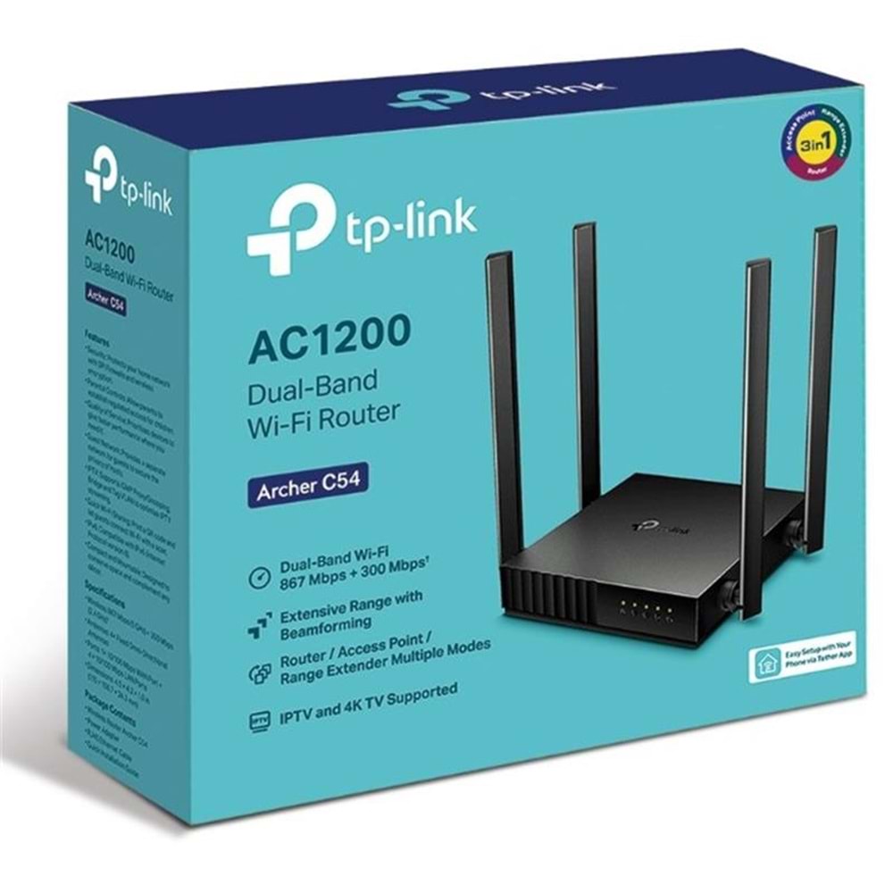 TP-LINK ARCHER C54 AC1200 KABLOSUZ WIFI 5 DUAL BAND ROUTER 