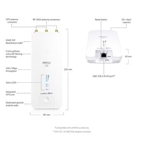 UBIQUITI RP-5AC-GEN2 ROCKET PRISM 5AC 5GHZ 500MBPS PTP/PTMP DIŞ ORTAM ACCESS POINT 