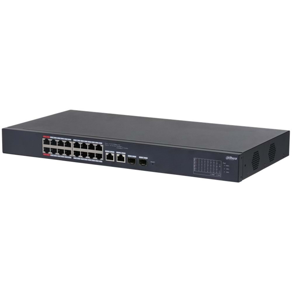 DAHUA CS4218-16ET-135 16 PORT 10/100 + 2XRJ45/1GB SFP COMBO CLOUD YÖNETİLEBİLİR RACKMOUNT 135W POE SWITCH 