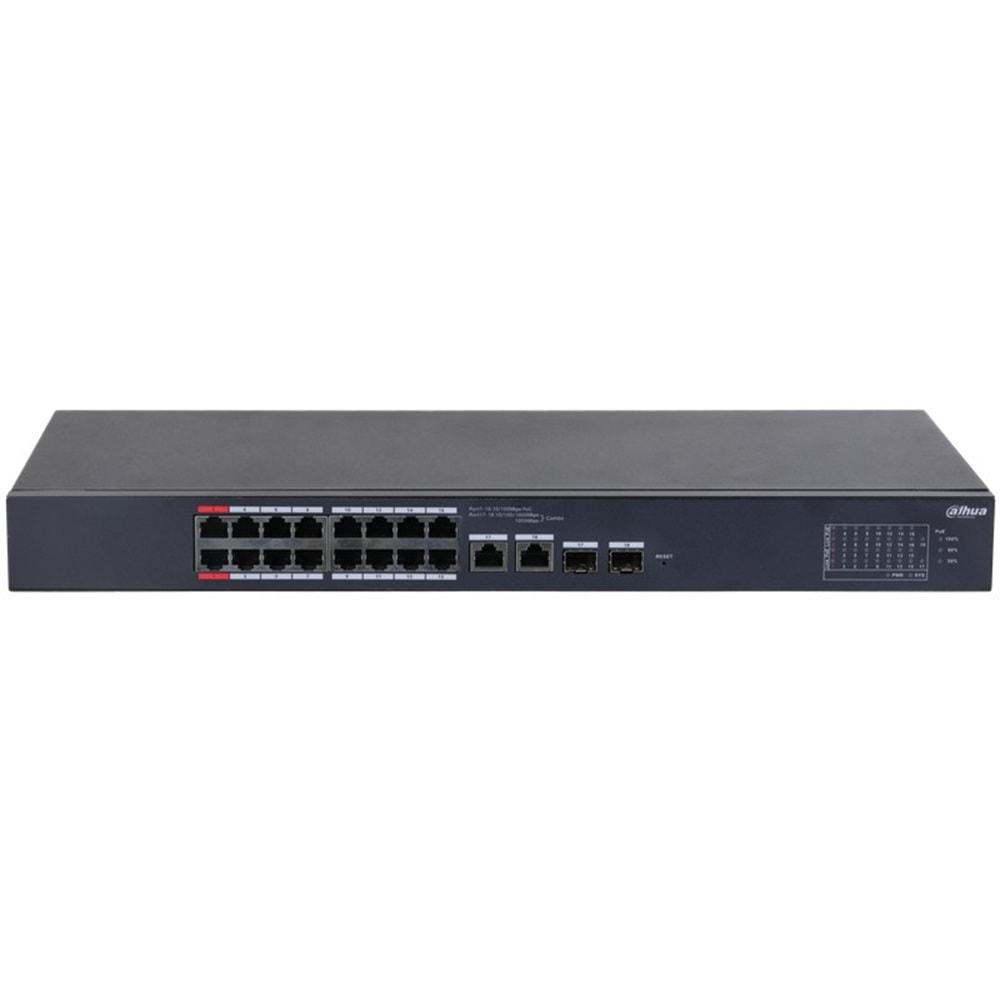 DAHUA CS4218-16ET-135 16 PORT 10/100 + 2XRJ45/1GB SFP COMBO CLOUD YÖNETİLEBİLİR RACKMOUNT 135W POE SWITCH 