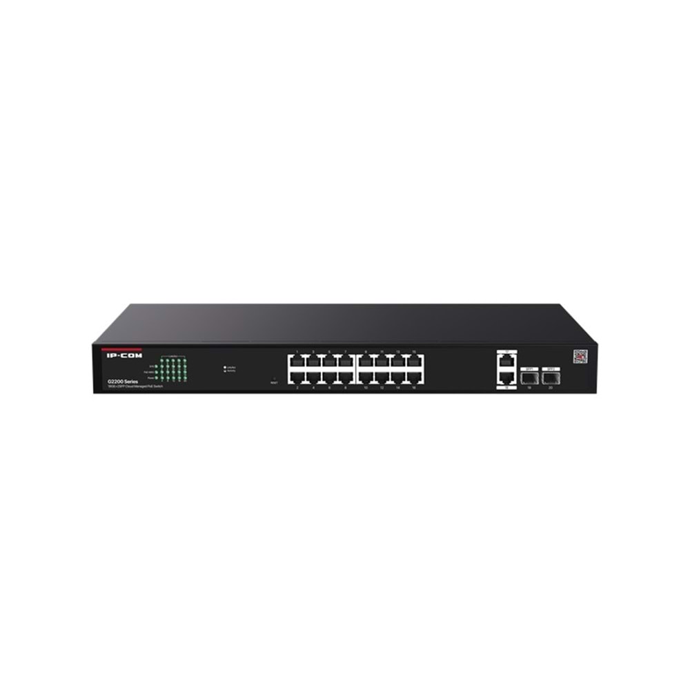 IP-COM G2220P-16-250W 16 PORT GIGABIT+2XRJ45/SFP UPLINK 230W POE CLOUD YÖNETİLEBİLİR RACKMOUNT SWITCH 