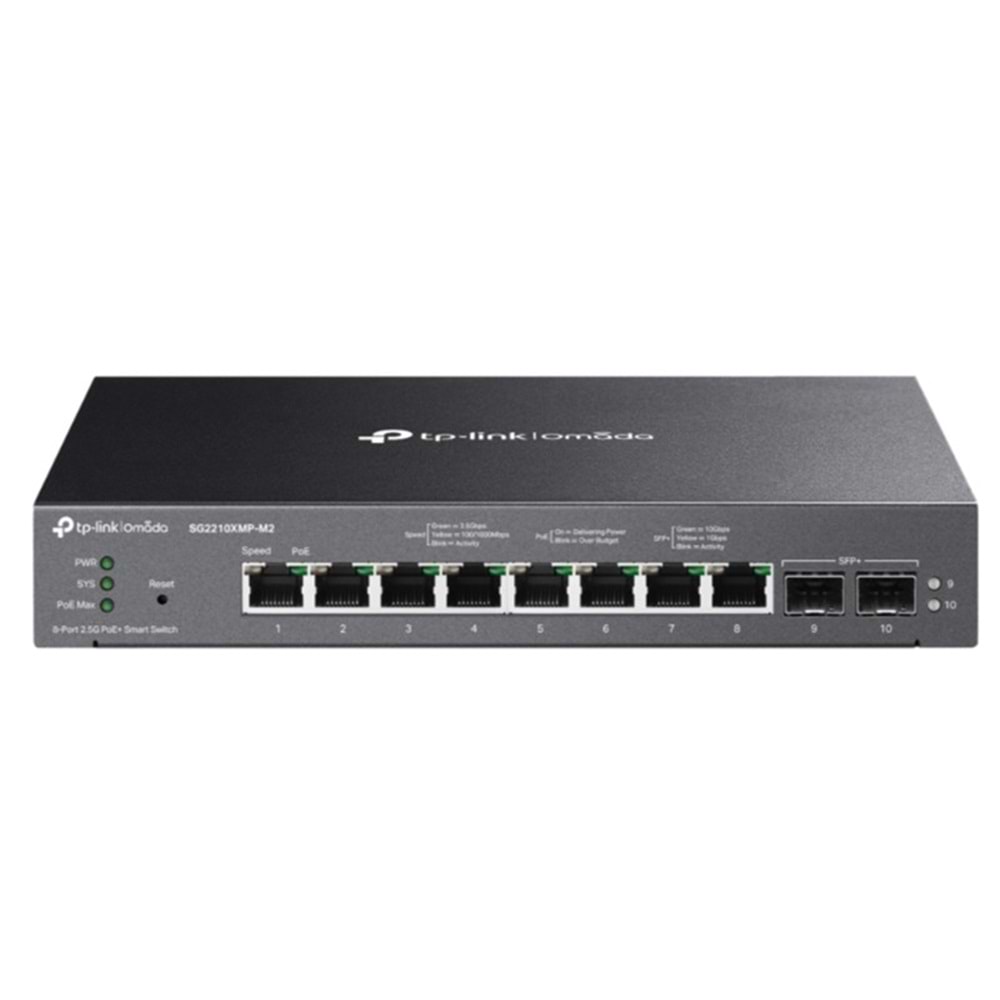 TP-LINK OMADA SG2210XMP-M2 8 PORT GIGABIT + 2X10G SFP YÖNETİLEBİLİR 160W POE SWITCH 