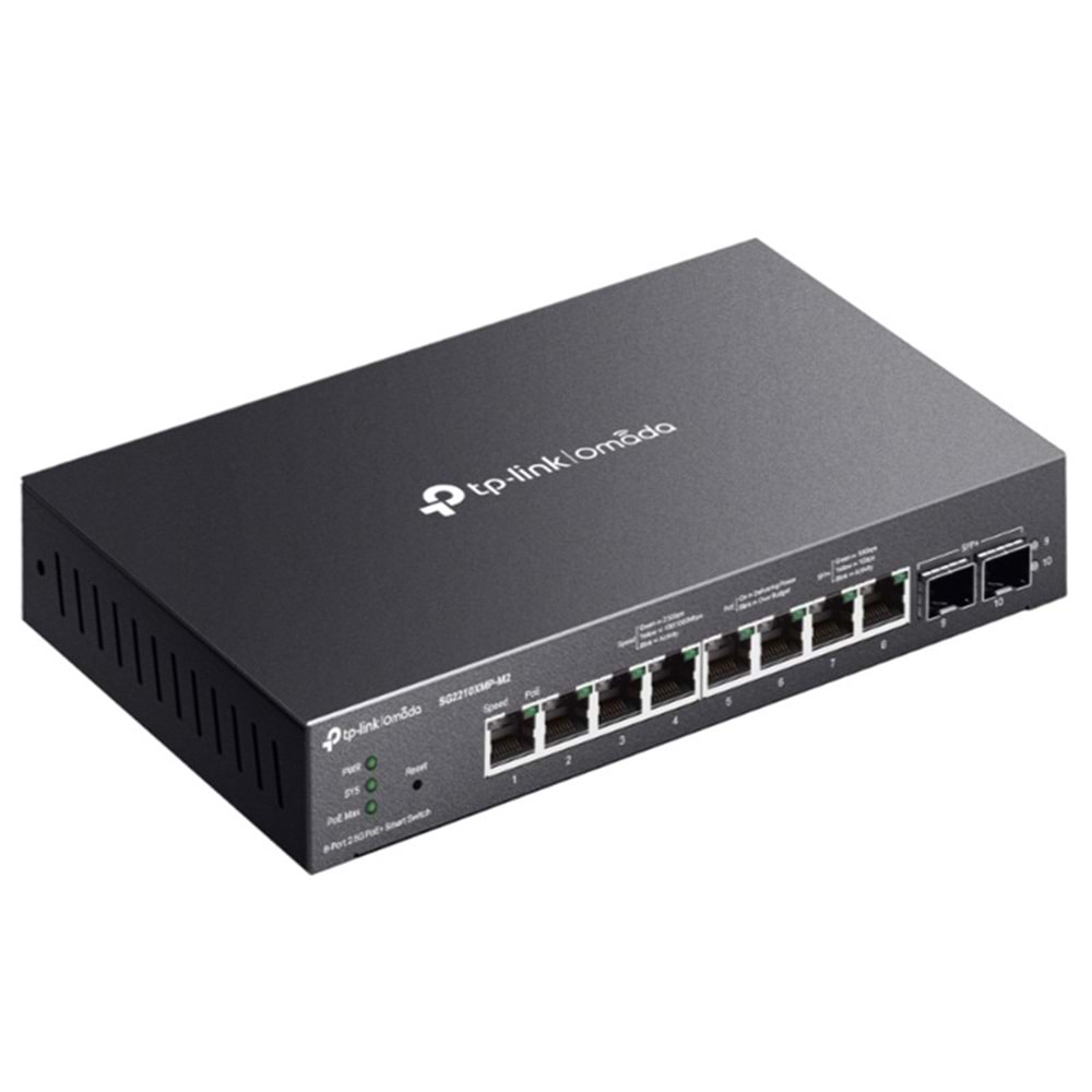 TP-LINK OMADA SG2210XMP-M2 8 PORT GIGABIT + 2X10G SFP YÖNETİLEBİLİR 160W POE SWITCH 