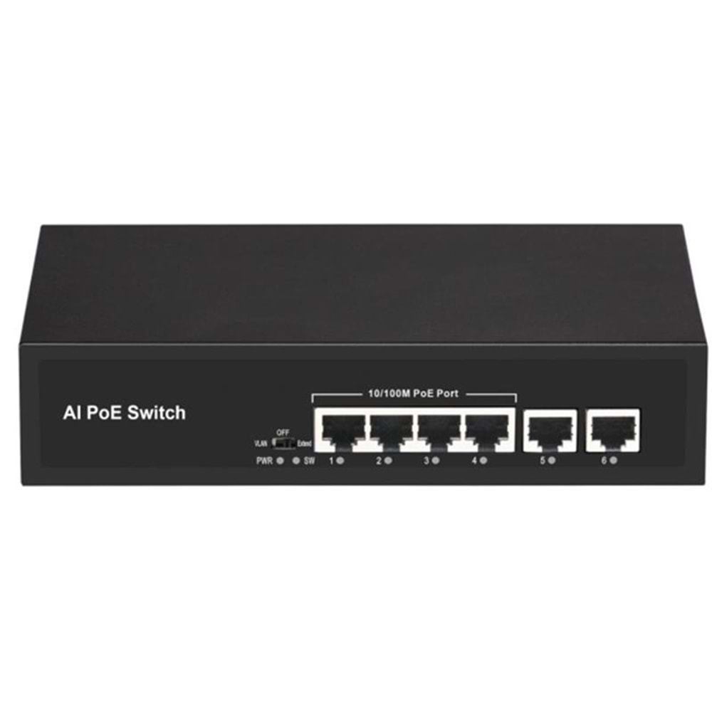 URANIUM POE-4020-55W 4 PORT 10/100 + 2 PORT 10/100 RJ45 UPLINK POE SWITCH (REALTEK CHIPSET) 