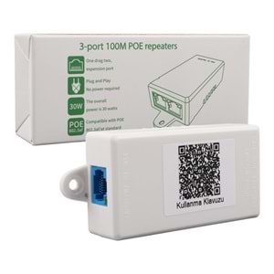 URANIUM POE-RP12P 1 PORT POE GİRİŞ BESLEME+ 2 PORT POE ÇIKIŞ 10/100 PLASTİK KASA POE REPEATER 