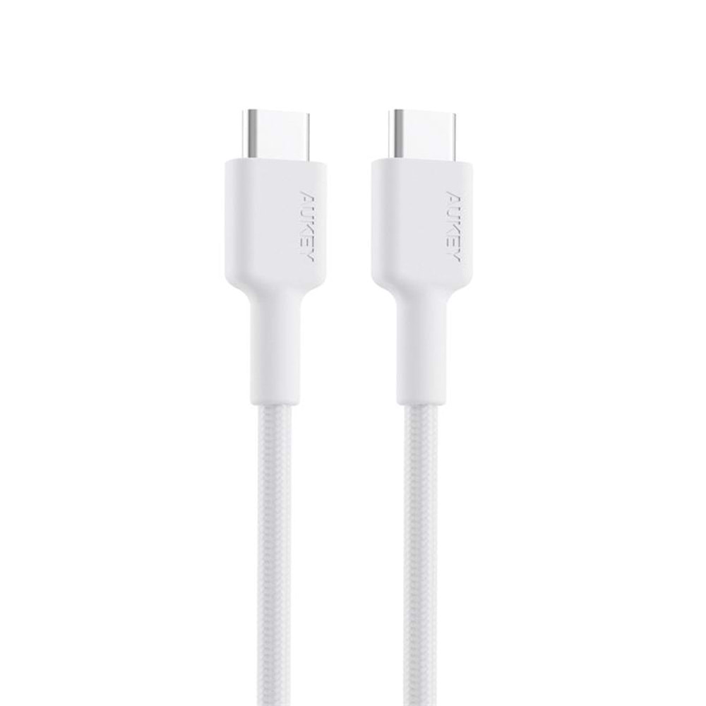 AUKEY CB-CD45-WH PD NAYLON ÖRGÜLÜ TYPE-C TYPE-C ŞARJ KABLOSU 0.9MT 