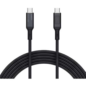 AUKEY CB-MCC102-BK 100W NAYLON ÖRGÜLÜ 5A 480MBPS TYPE-C TYPE-C LCD EKRANLI KABLO 1.8MT 