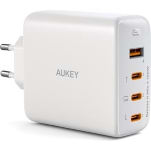 AUKEY PA-B7S-WH 100W DÖRT BAĞLANTI NOKTALI PD GAN DUVAR ŞARJ CİHAZI 
