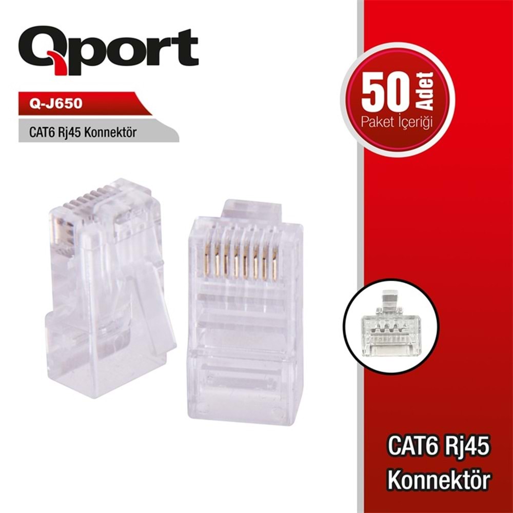 QPORT Q-J650 CAT6 50 LİK RJ-45 KONNEKTÖR 